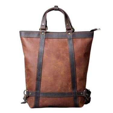 mochilas piel hombre marron